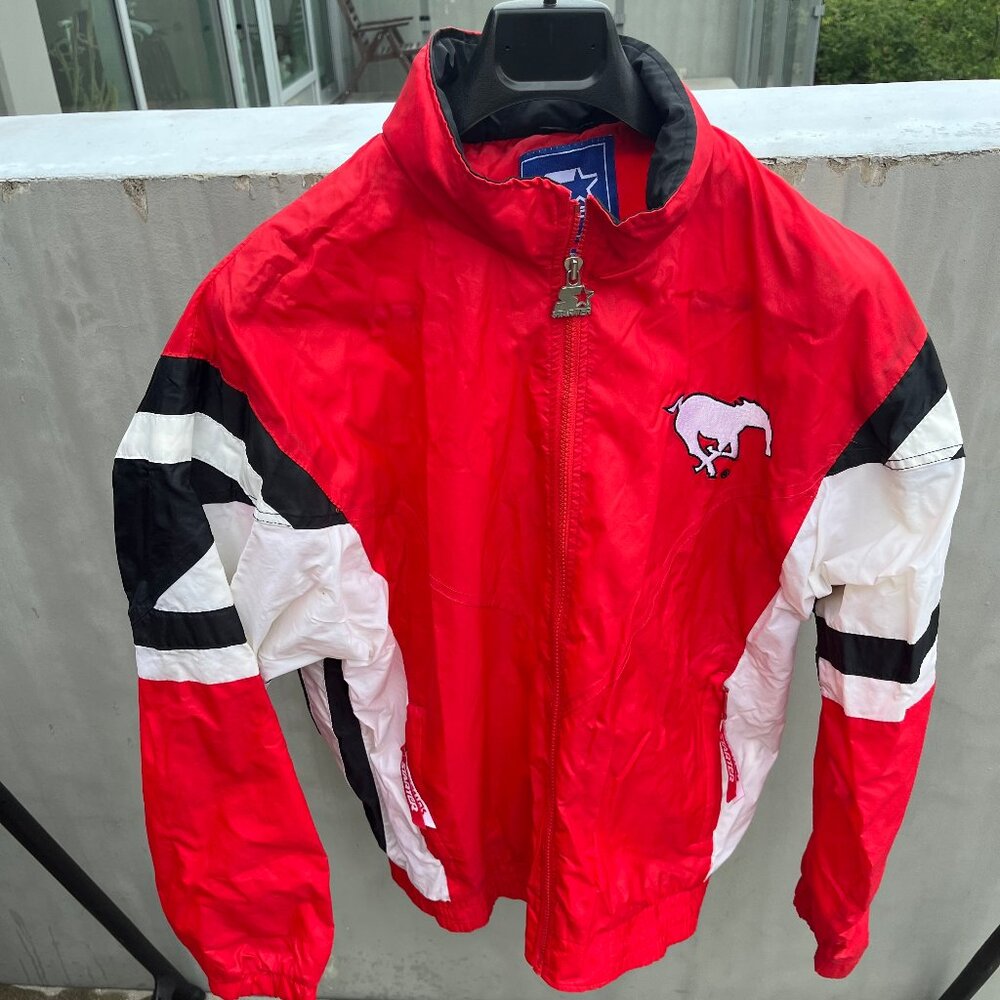 Vintage Starter Calgary Stampeders Windbreaker Jacket- Size Medium- With Hood